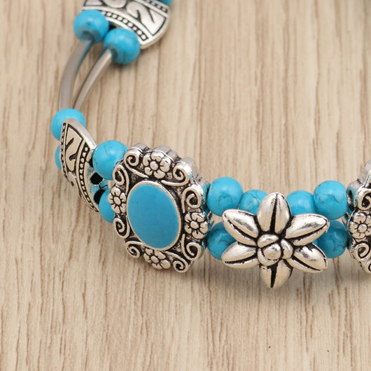 Pulsera de Plata Tibetana Tallada con Cuentas - Image 3