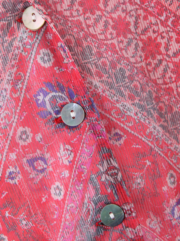 Camisa Suelta de Manga Corta con Solapa