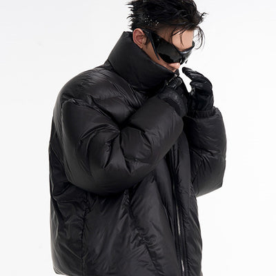 Abrigo de Invierno Grueso con Cuello de Pie Negro
