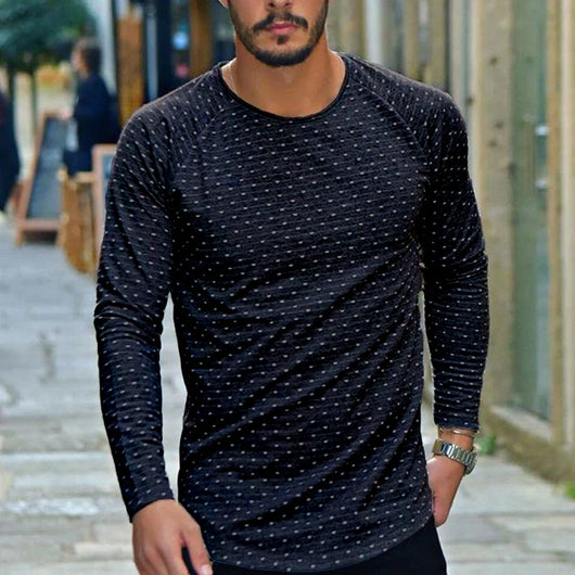 Camiseta Manga Larga Cuello Redondo con Lunares para Hombre - Image 2
