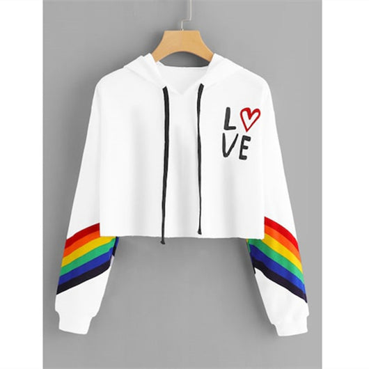 Sudadera con Capucha a Rayas Arcoíris para Mujer - Image 11