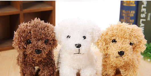 Small brown fluffy plush toy resembling a poodle or teddy dog, with black button eyes and nose, sitting. - Image 5