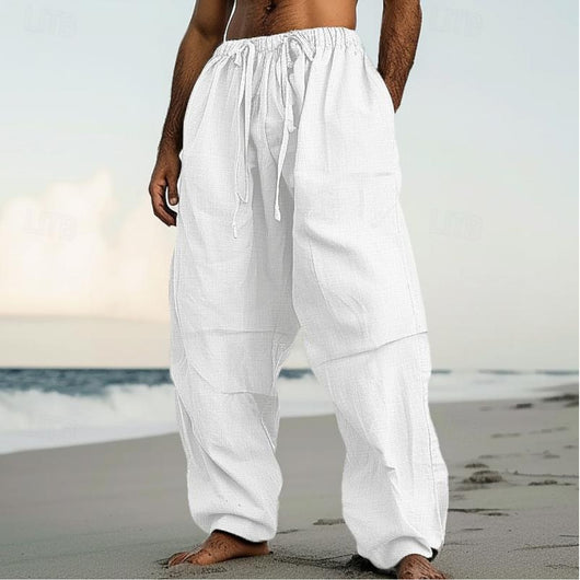 Pantalones Rectos de Playa Lisos - Cómodos para el Día a Día - Image 13