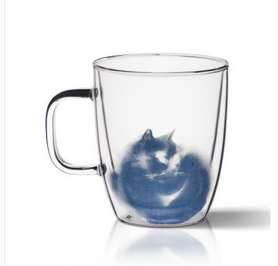 Taza Térmica de Vidrio Soplado con Diseño de Gato - Doble Aislamiento - Image 8