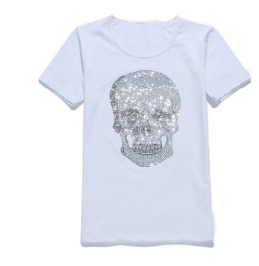 Playera Calavera Brillante Negra de Algodón Manga Corta - Image 5