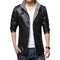 Chaqueta de Cuero Slim Fit Coreana para Hombre con Forro de Piel Gruesa