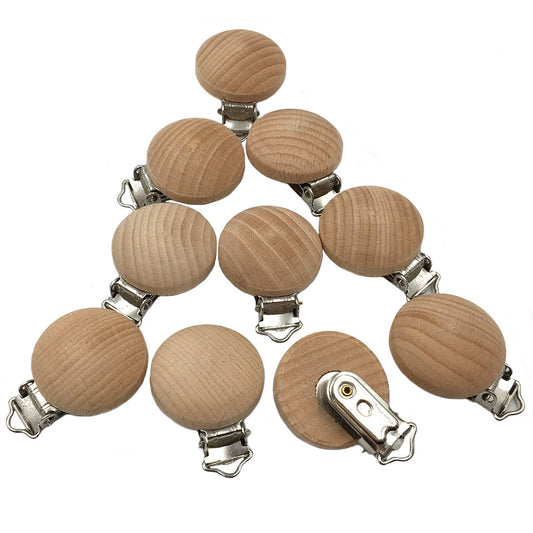 Clip para Chupete de Madera con Cadena de Confort para Bebés