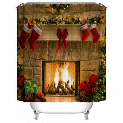 Cortina de Baño Chimenea Navideña - Image 6