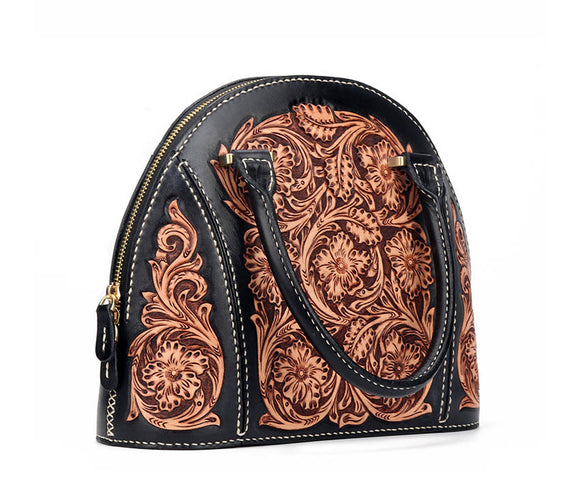 Bolso Tote Multicusos de Cuero con Punta de Concha para Mujer