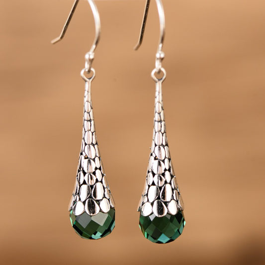 Aretes de Plata 925 Estilo Retro con Colgante Elegante