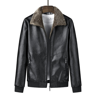 Chaqueta de Cuero para Hombre con Cuello de Piel y Forro Polar - Image 3