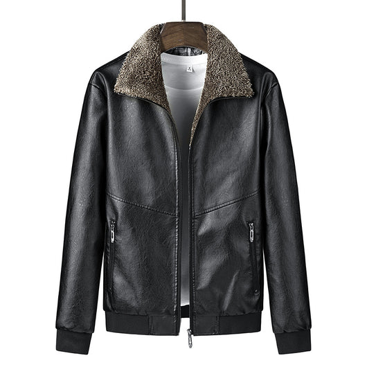 Chaqueta de Cuero para Hombre con Cuello de Piel y Forro Polar - Image 3