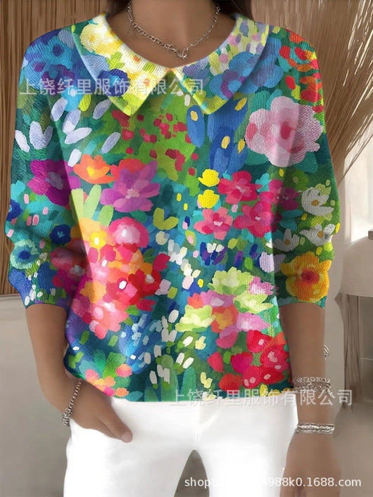 Polo Mujer Cuello V Manga Larga Color Sólido - Image 10
