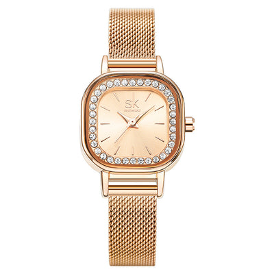 Reloj Cuadrado para Mujer con Malla Metálica y Cristales - Image 5