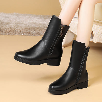 Botas de Mujer con Tacón Grueso y Forro de Terciopelo Acolchado