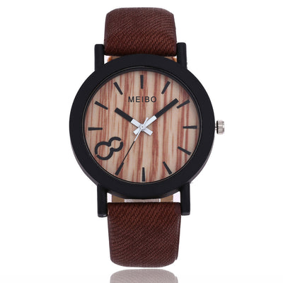 Reloj de Pulsera Cuarzo con Correa de Cuero y Textura de Madera - Image 10