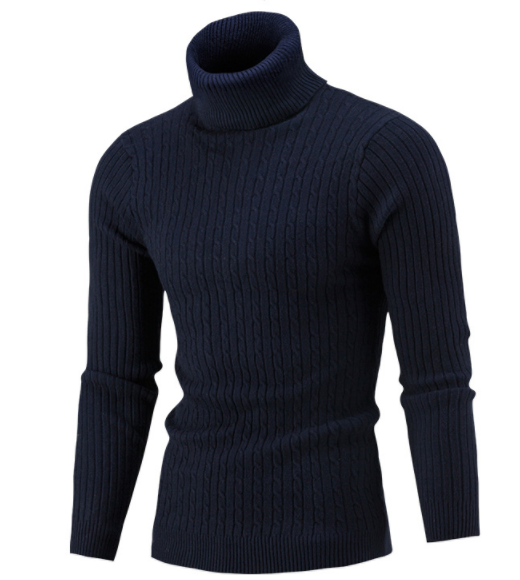 Suéter de Invierno para Hombre Cuello Alto Solido Tide - Image 5