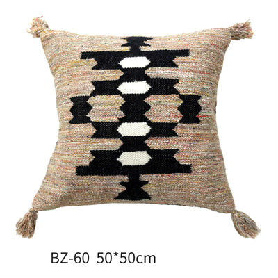 Almohada de Lana Artesanal Estilo Nórdico Moderno con Funda de Cuero Sintético - Image 12