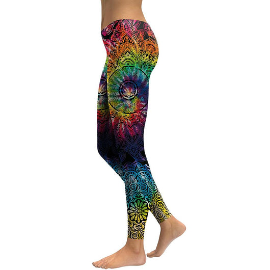 Leggings de Yoga Mandala Flores Arcoíris - Image 3