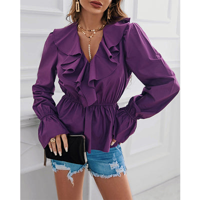 Blusa Elegante con Volantes y Cuello en V - Image 9