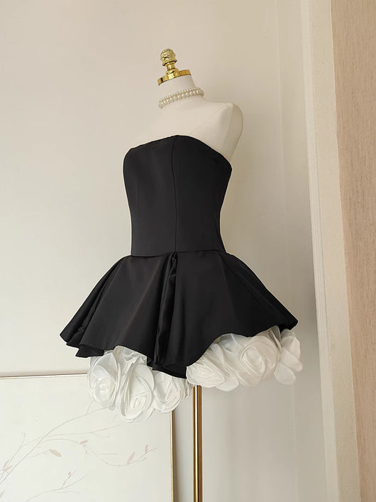 Falda Petticoat Estilo Hepburn Blanco y Negro con Flores 3D y Control de Cintura - Image 9