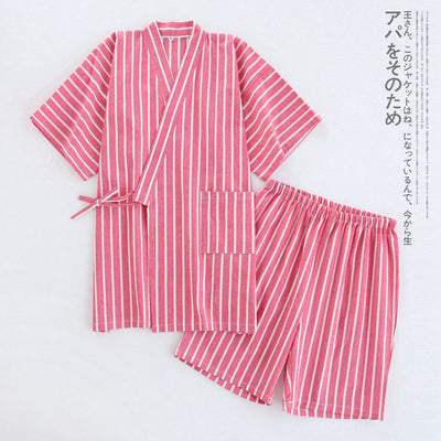 Pijama de Algodón Rayado para Pareja - Conjunto Kimono Japonés Cómodo - Image 21