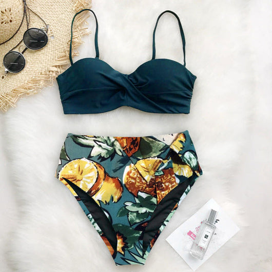 Bikini de Cintura Alta con Estampado Twist y Bolsa Integrada