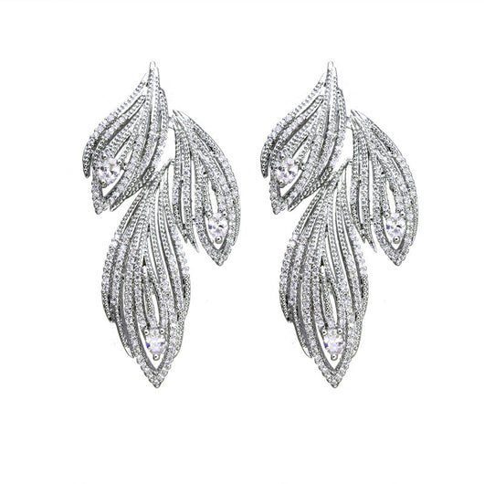 Aretes con Hoja de Circonitas Brillantes para Mujer - Image 6