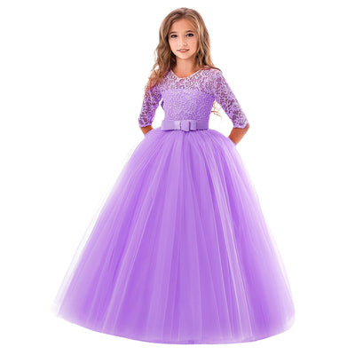 Vestido Princesa Acolchado de Manga Larga para Niñas - Image 10