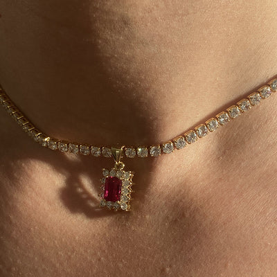Collar Clavícula Gema Cuadrada Strass Lujo Nicho Dulce para Mujer - Image 9