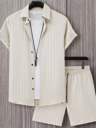Camisa Manga Corta a Rayas con Solapa de Traje - Image 16