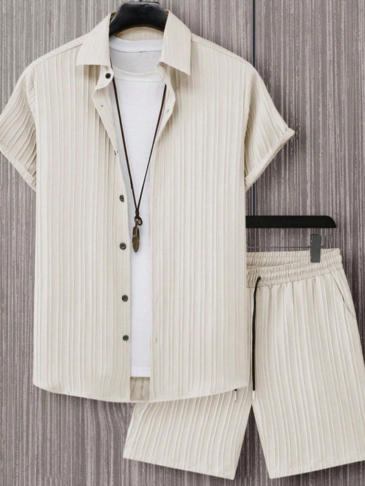 Camisa Manga Corta a Rayas con Solapa de Traje - Image 16