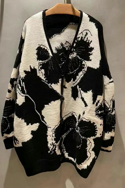 Suéter de Punto Floral con Bloques de Color para Mujer - Image 2