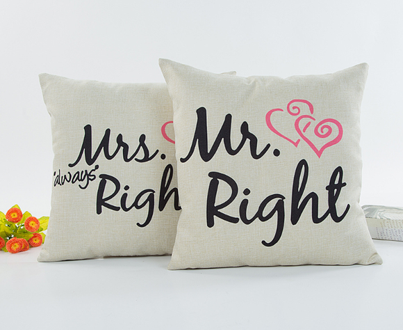Funda de Almohada de Lino para Parejas Enamoradas