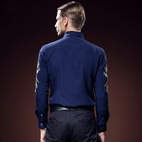 Camisa Gruesa de Manga Larga con Bordado para Hombre