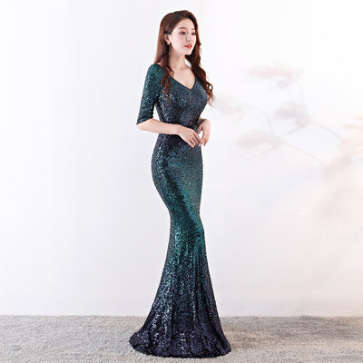 Vestido Ajustado Cola de Pez con Lentejuelas - Image 12