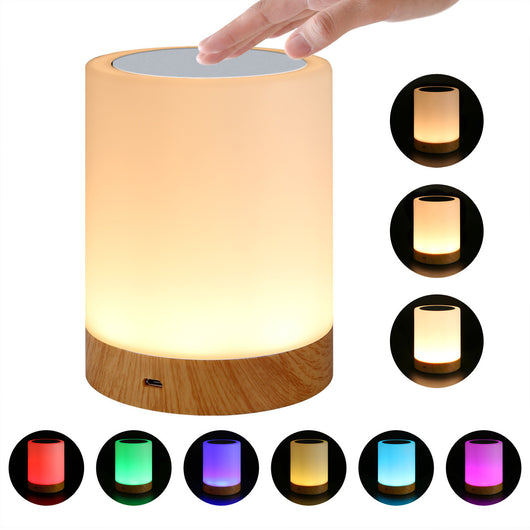 Lámpara Nocturna LED Multicolor con Diseño Veta de Madera