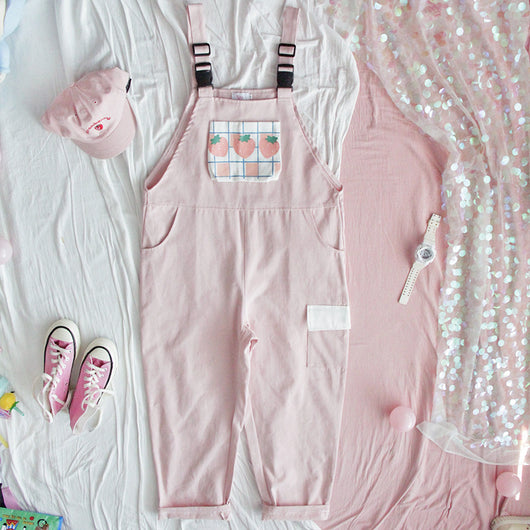 Jumpsuit Femenino Japonés Talle Alto con Estampa de Fresa - Image 11
