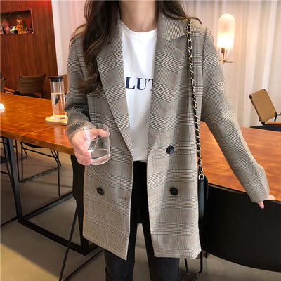 Blazer Cuadros Clásico para Mujer