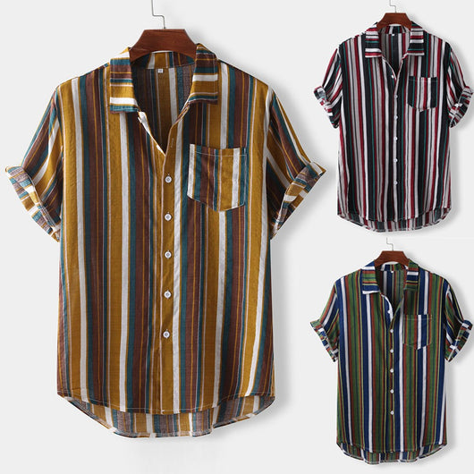 Camisa Casual de Rayas Hawaianas
