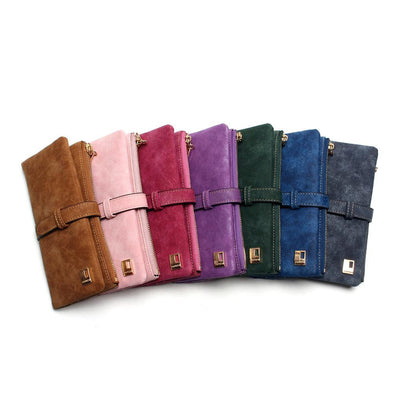 Billetera Larga Coreana de Cuero Mate con Doble Compartimento y Múltiples Tarjetas para Mujer - Image 3