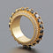 Anel giratório hip-hop cravejado de diamantes, anel micro-cravejado de zircão dourado e preto, tamanho 10