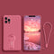 Funda Protectora de Silicona Líquida para iPhone con Soporte y Cordón