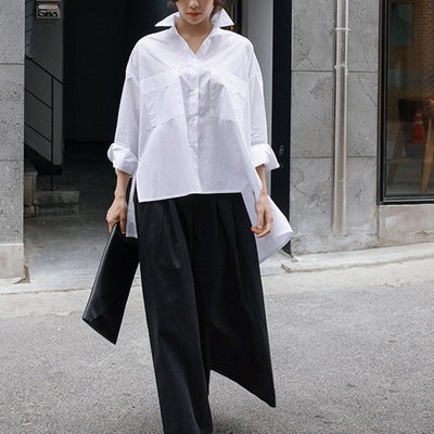 Camisa Suelta Oversized con Capa Larga - Top Fashion Irregular - Image 5