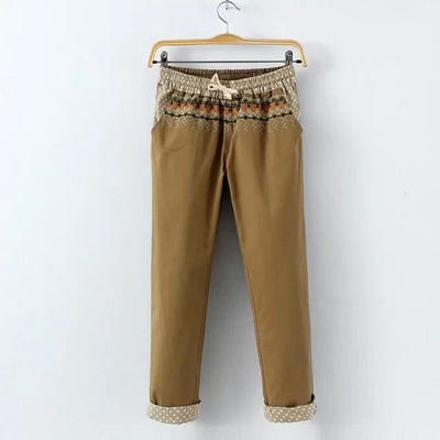 Pantalones de Algodón y Lino con Bordado Japonés para Mujer - Image 18