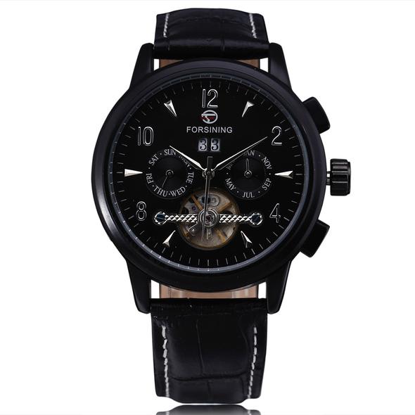 Reloj Mecánico Casual con Diseño Hueco y Tres Esferas