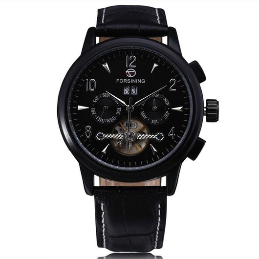 Reloj Mecánico Casual con Diseño Hueco y Tres Esferas