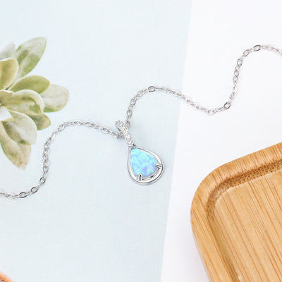 Collar y Pulsera con Colgante de Gota en Plata S925 Azul - Image 14