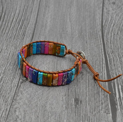 Pulsera Chakra de Piedras Naturales - Tejida en Cuero con Cuentas Multicolor - Image 3