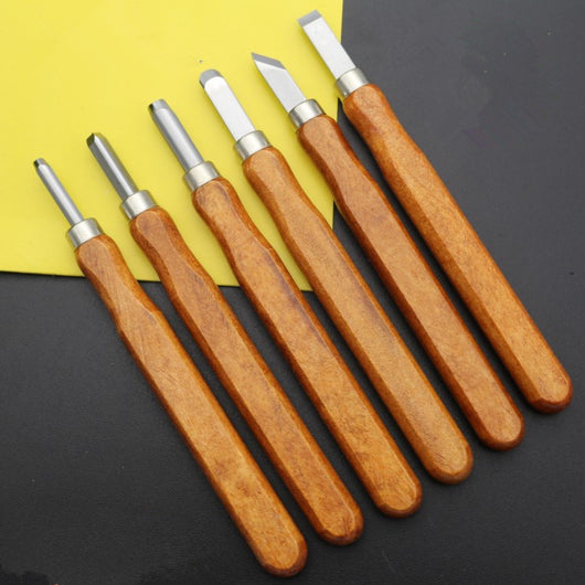 Set de 6 Cuchillos de Tallado en Madera Hechos a Mano con Mangos de Caoba - Image 5